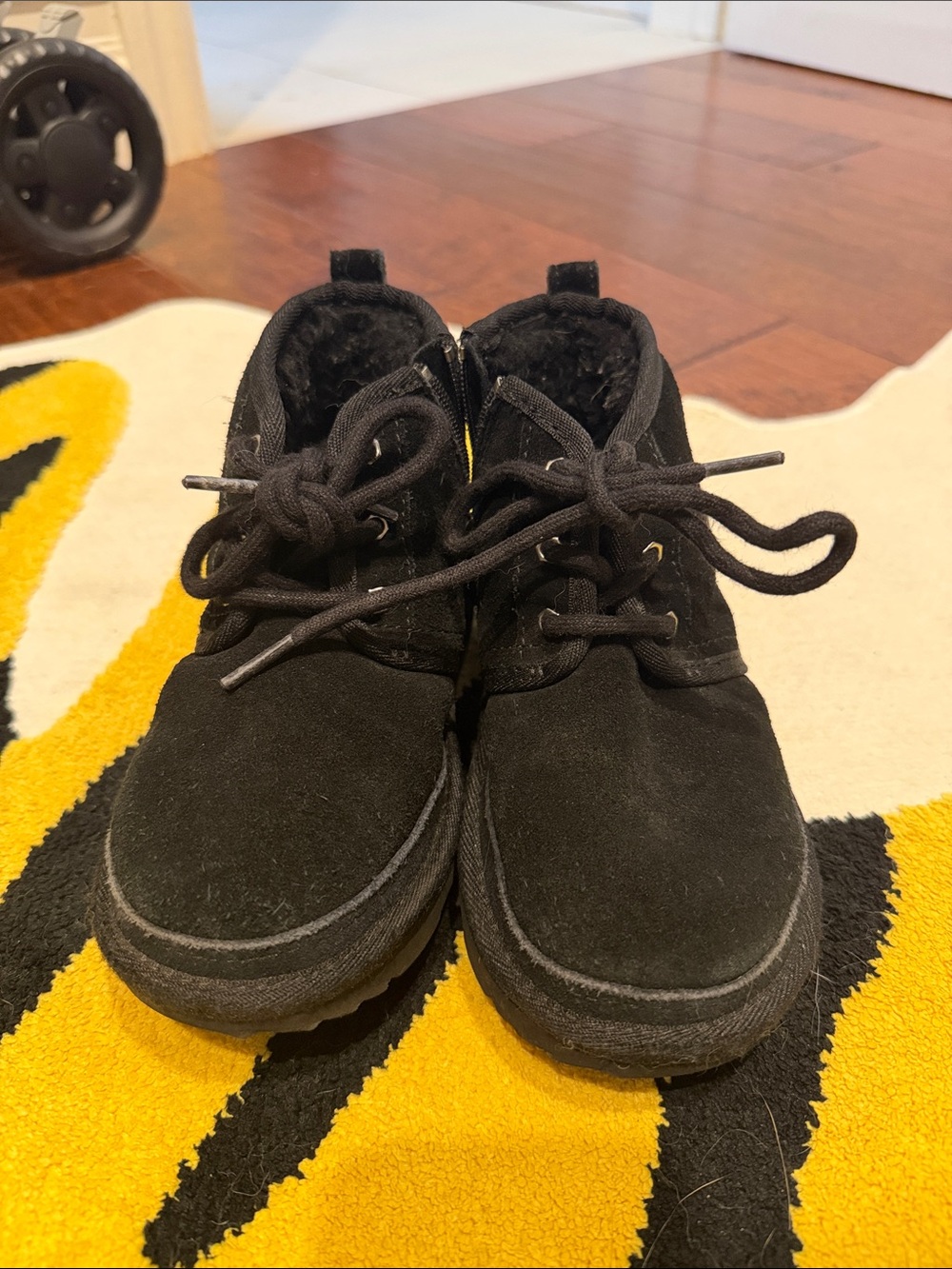 UGG Black Kids Suede Lace-Up Boots